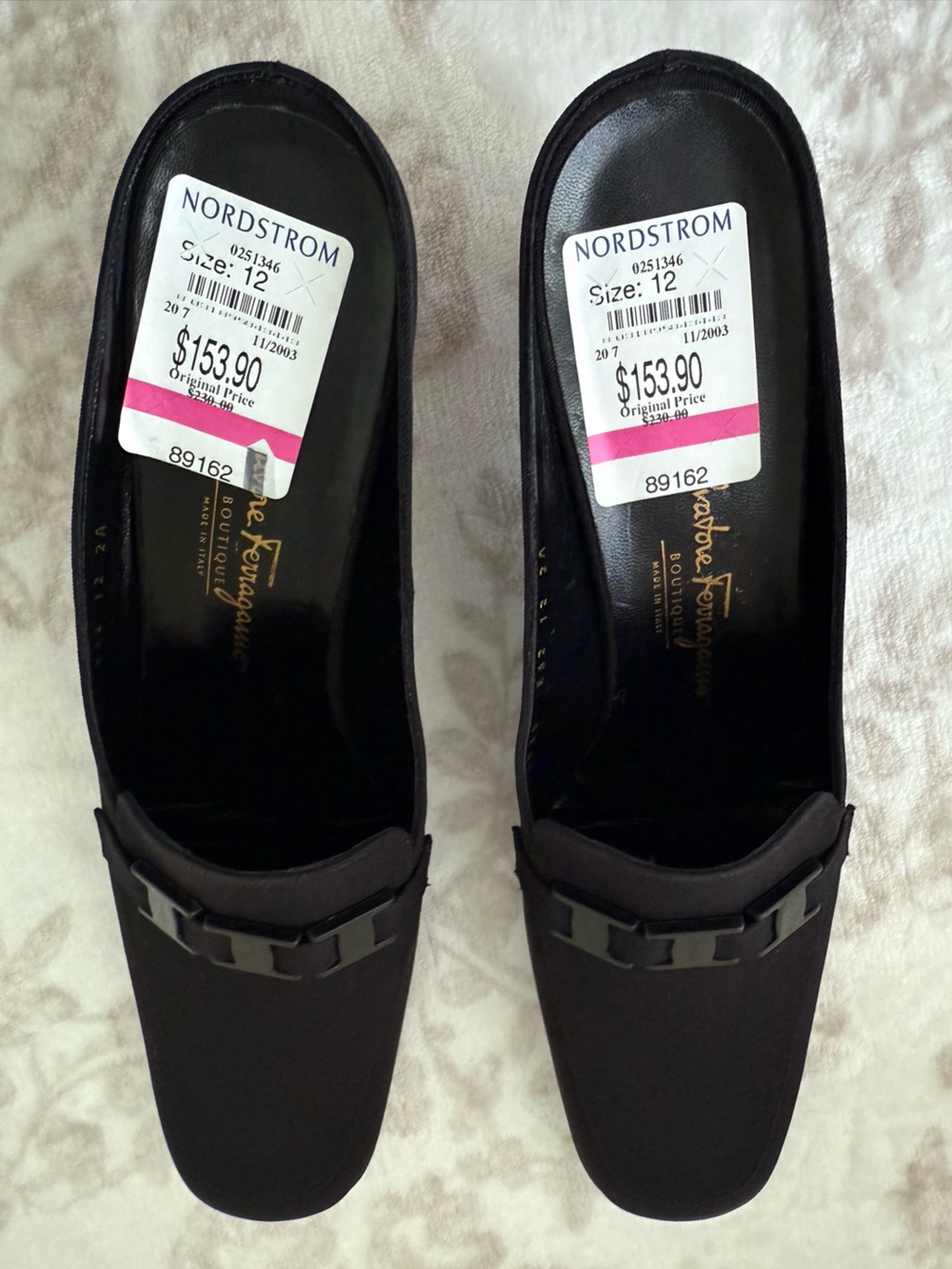 Vintage Salvatore Ferragamo Canvas Gancini Vara Bow Mules Size 12 AA - Picture 4 of 14